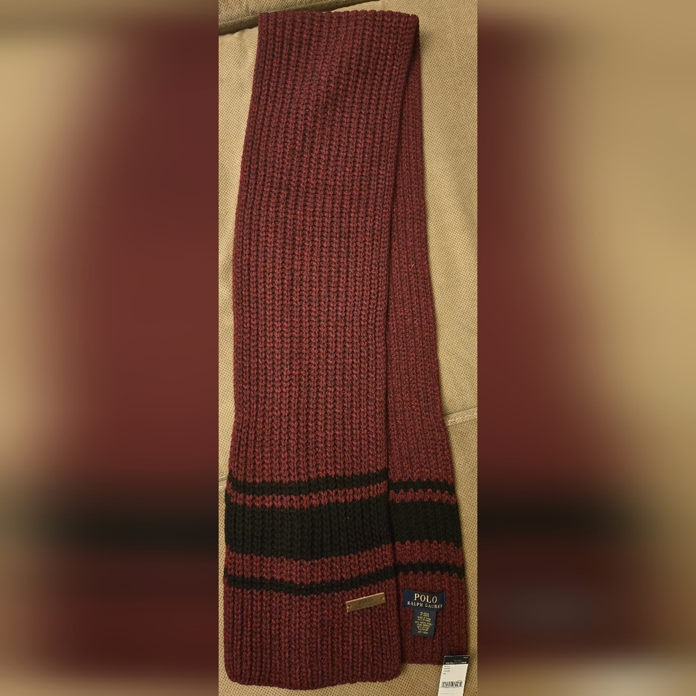 Ralph Lauren Burgundy Knit Scarf (Nwt)